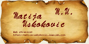 Matija Uskoković vizit kartica